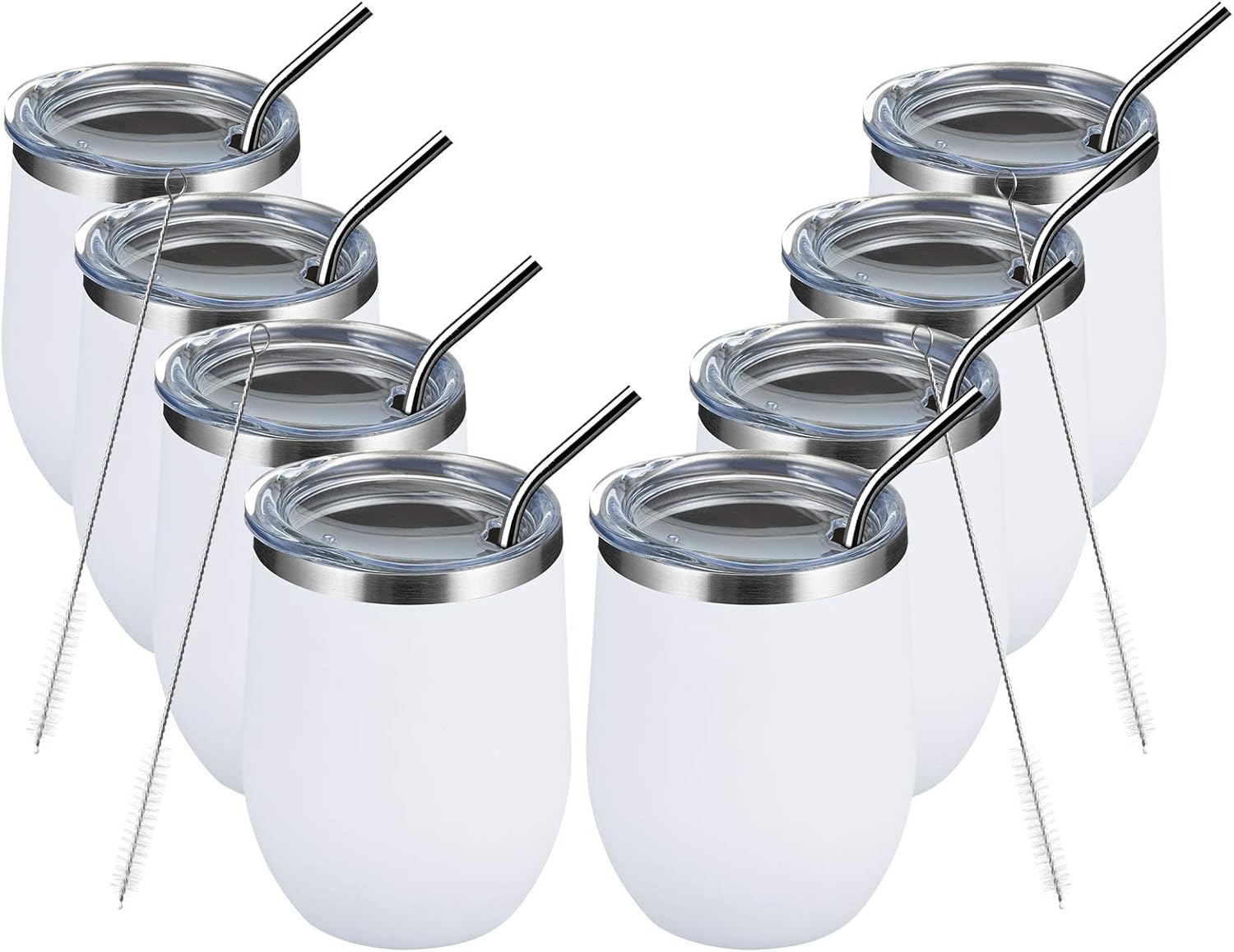 12oz Wine Tumbler Glasses - Set of 8 for Every Occasion