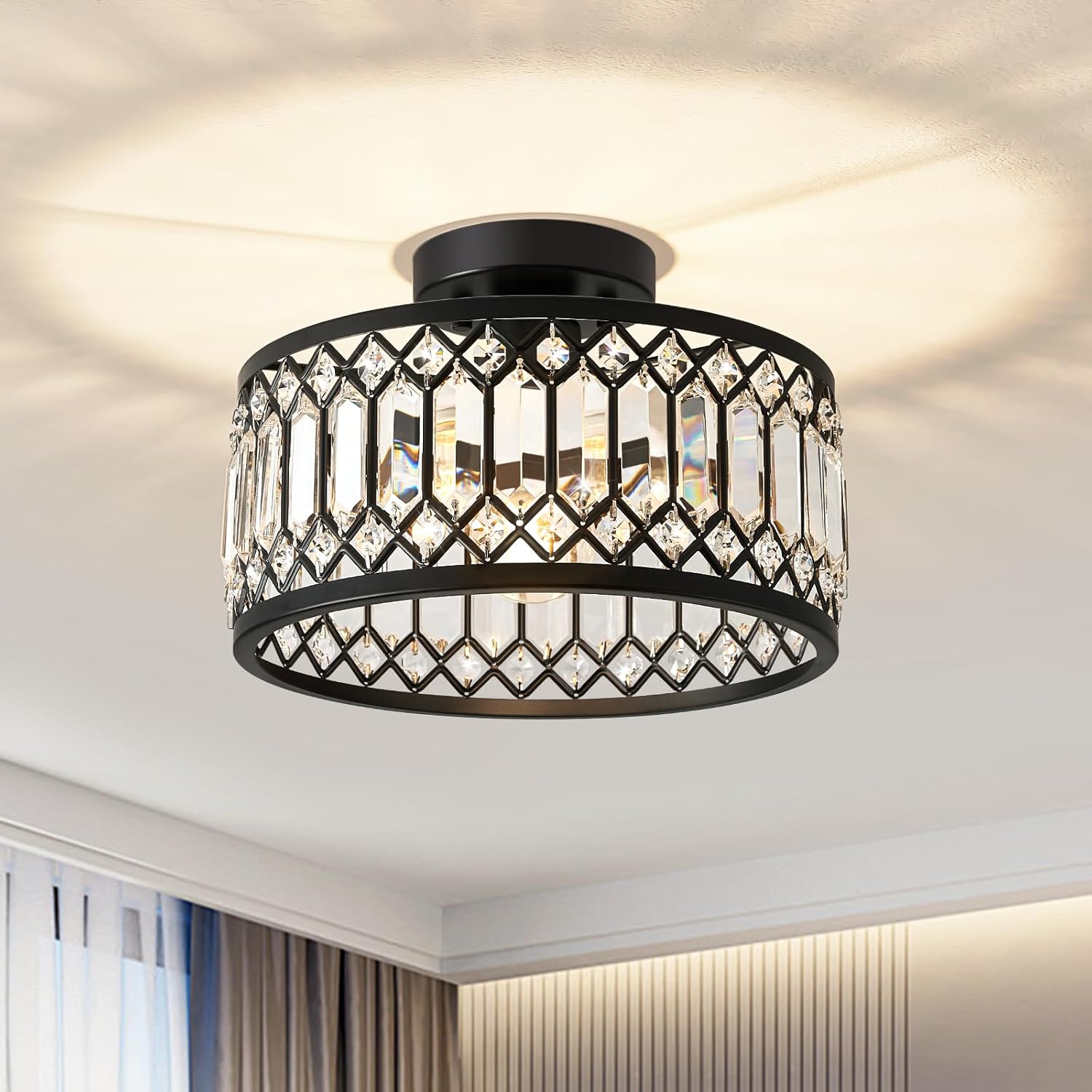 Crystal Black Ceiling Light for Modern Home Decor and Style
