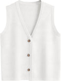 Vest Tops for Women Striped Button Up Sleeveless Sweater - Soft Knit