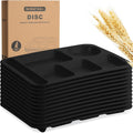 Divided Plates 12 Pack 14in 6-Compartment Black Lunch Trays - Durable
