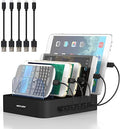 Charging Station for Multiple Devices - 5 Port Dock with 6 Short