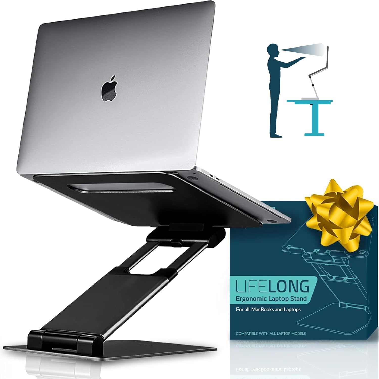 Ergonomic Adjustable Laptop Riser for 10-17 Inch Devices