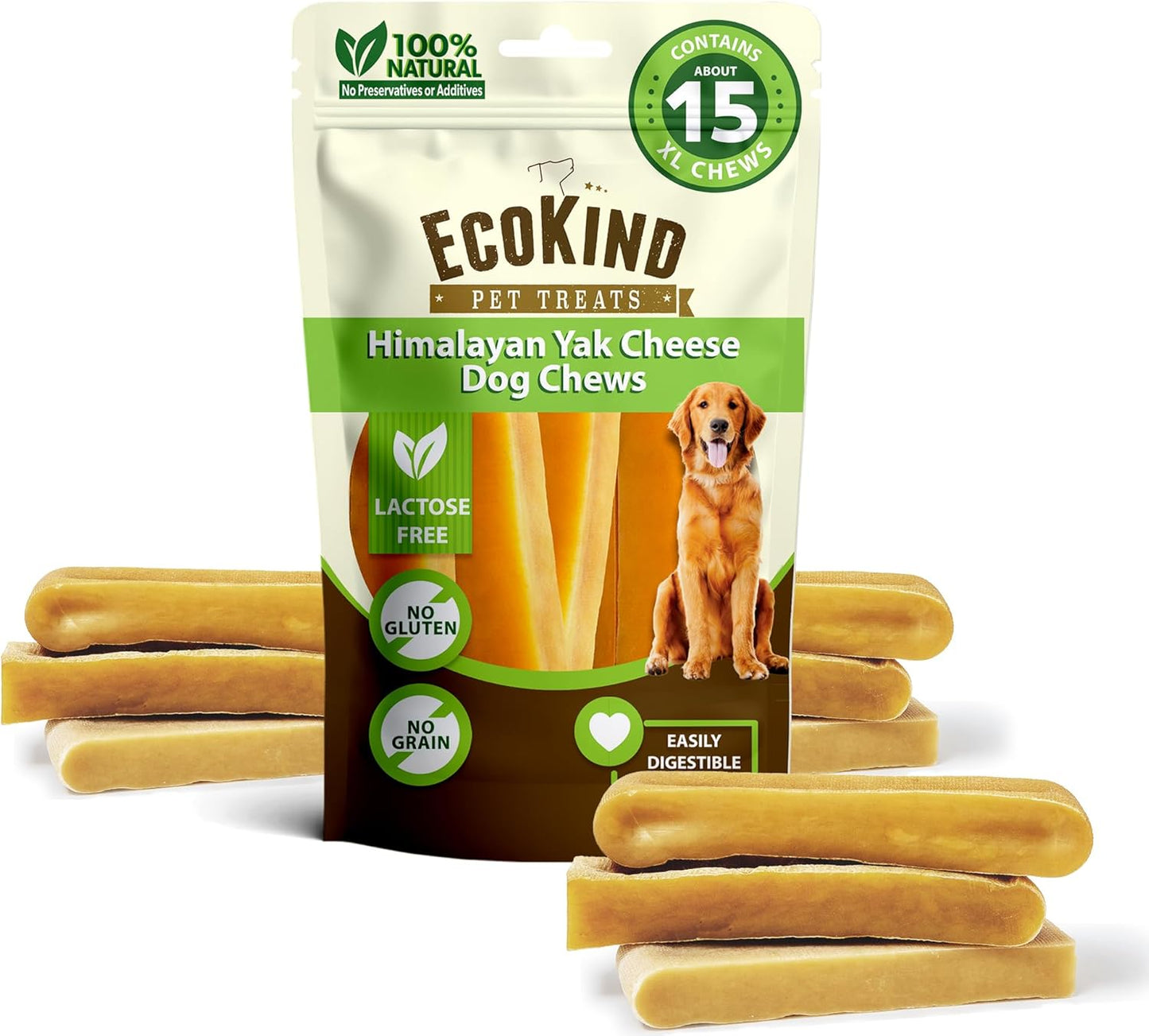 EcoKind Premium Gold Monster Yak Cheese Chews for Dogs - 5 lbs