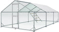 Large Metal Chicken Coop 10x20x6.5ft - Covered Run for 10-20 Birds