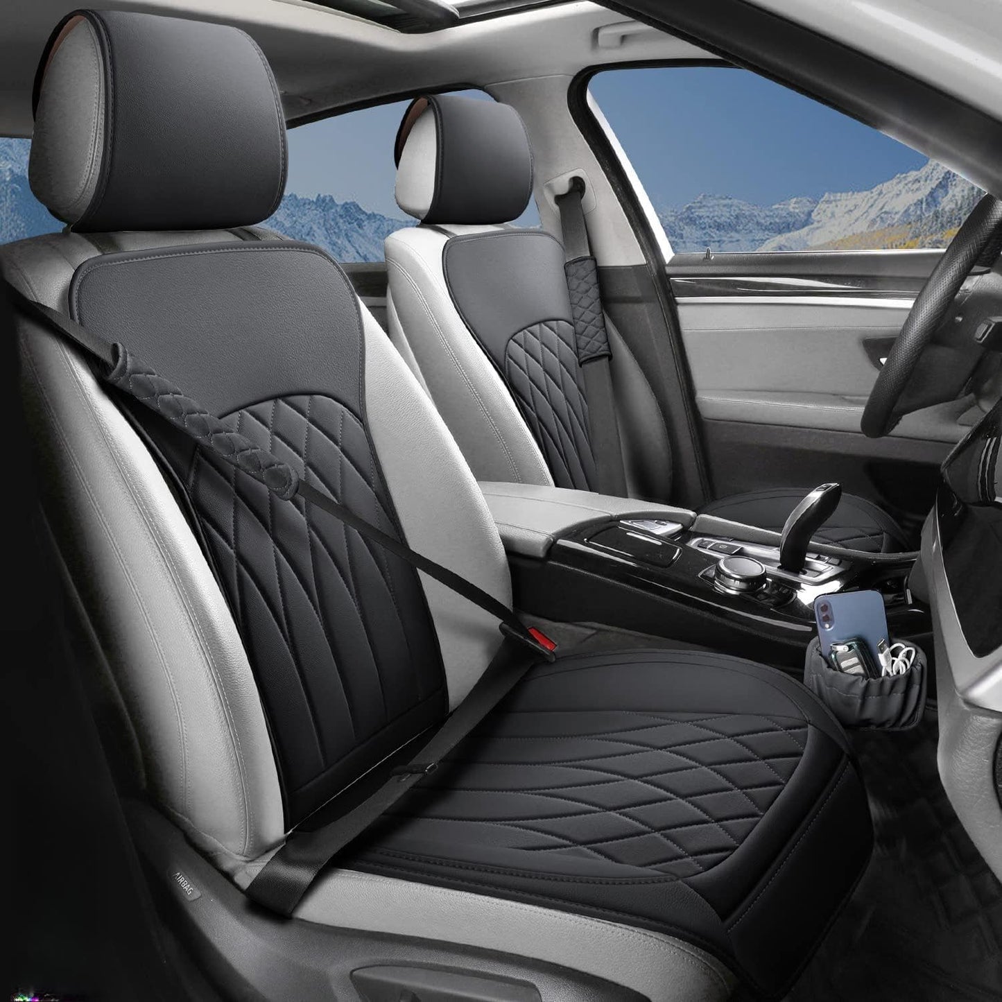 Universal Sideless Car Seat Covers with Storage Pocket and Pads