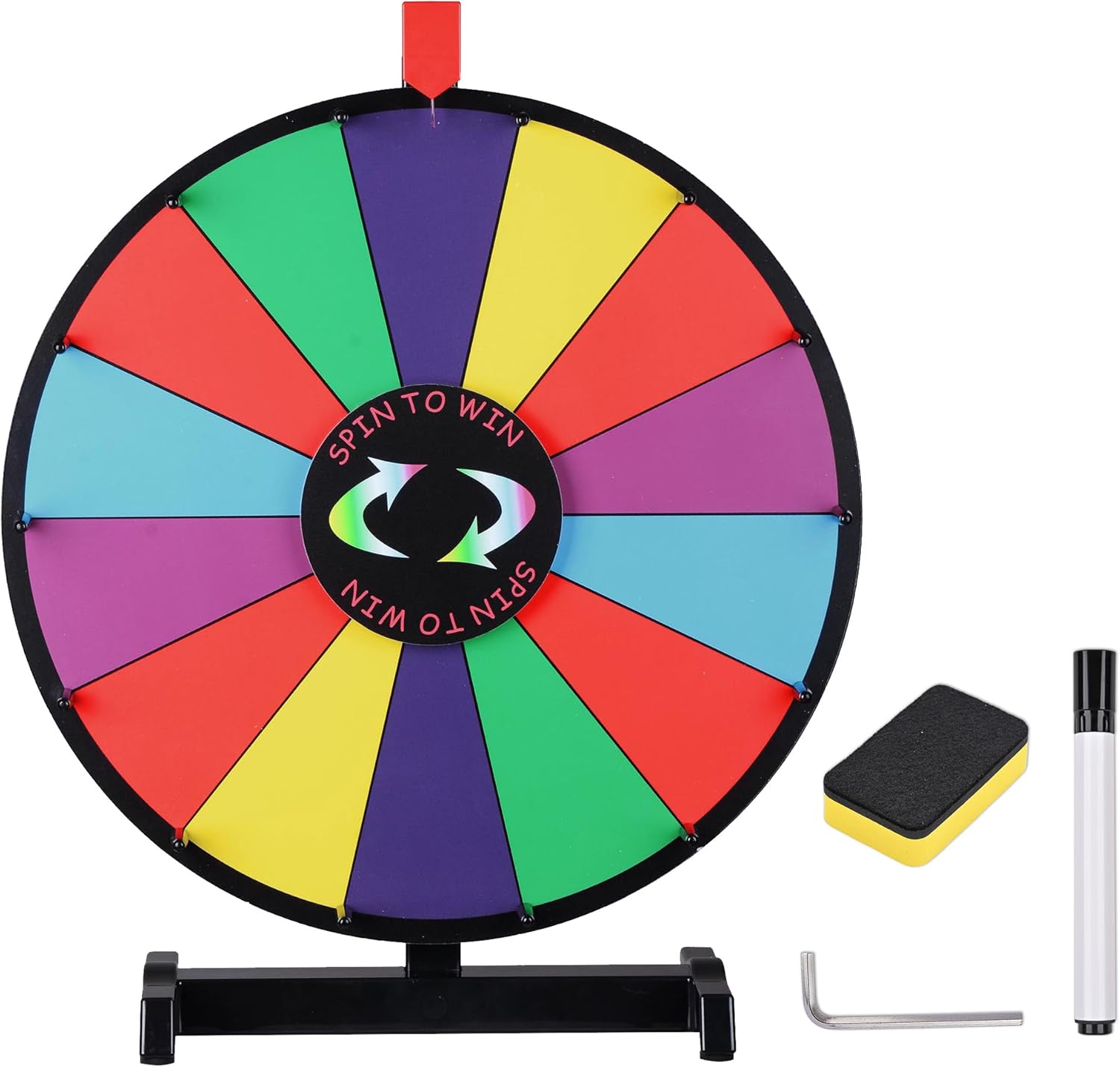WinSpin 18in Round Tabletop Color Prize Wheel for Fun Games