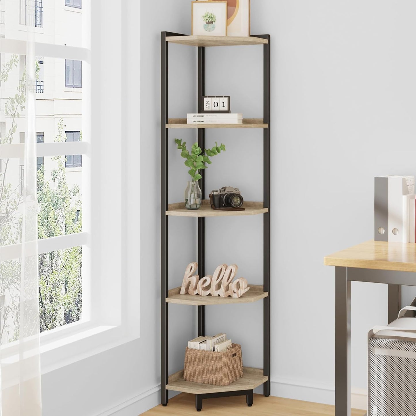 Corner Shelf Stand for Living Room, Bedroom, and Home Office