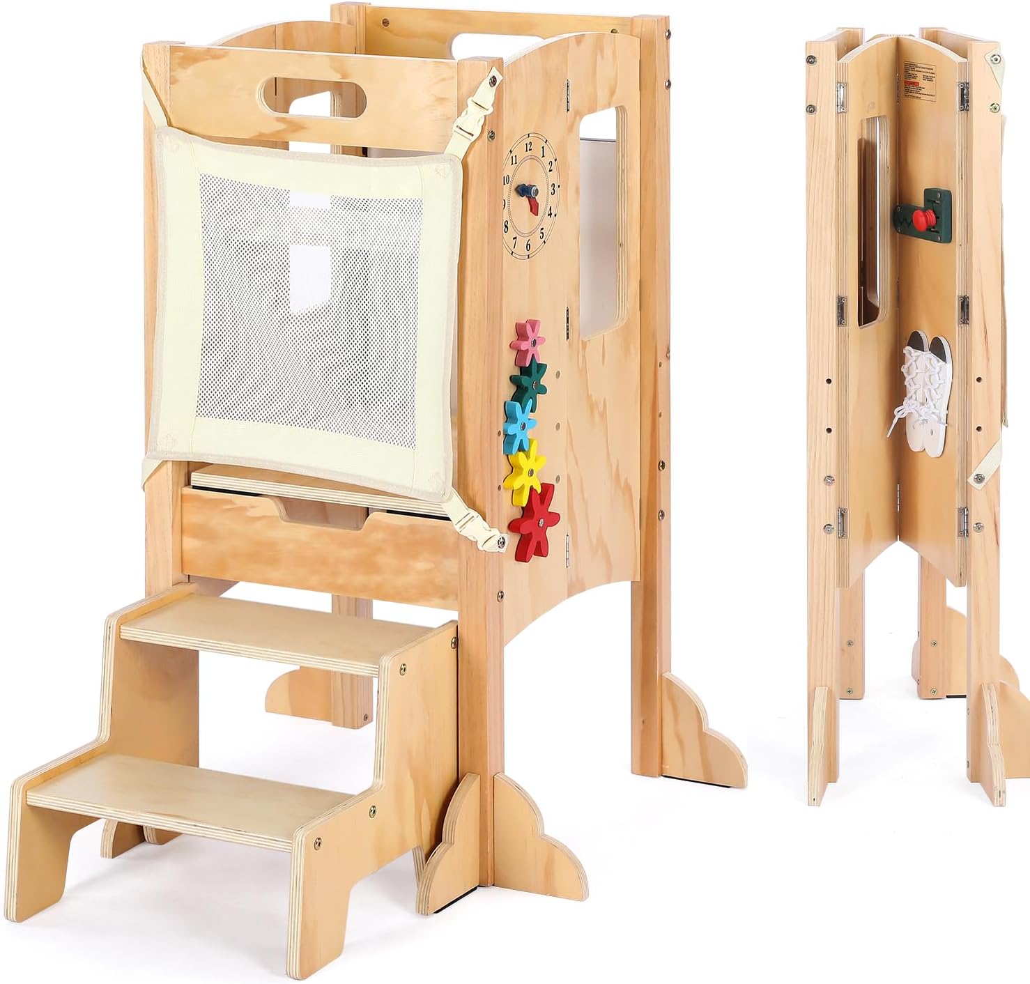 Toddler Tower Step Stool with Blackboard & Montessori Toys