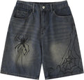 POHADON Y2K Blue Denim Shorts Unisex Baggy Jorts - Casual Loose Fit