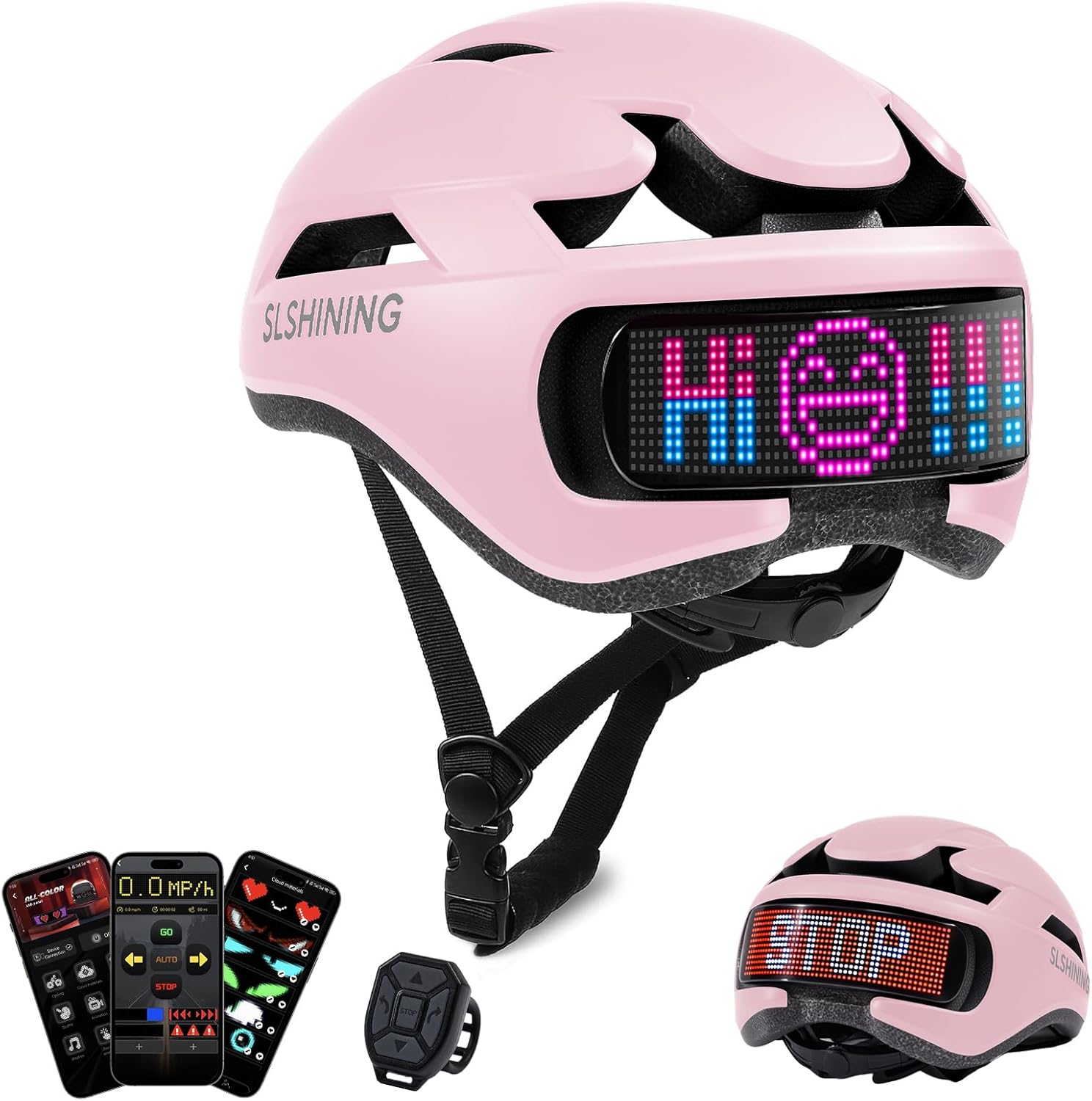 Bike Helmet with Light and 360 High Visibility LED Display