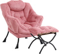 Lazy Chair with Ottoman - Plush Dark Pink Comfortable Reading Chair