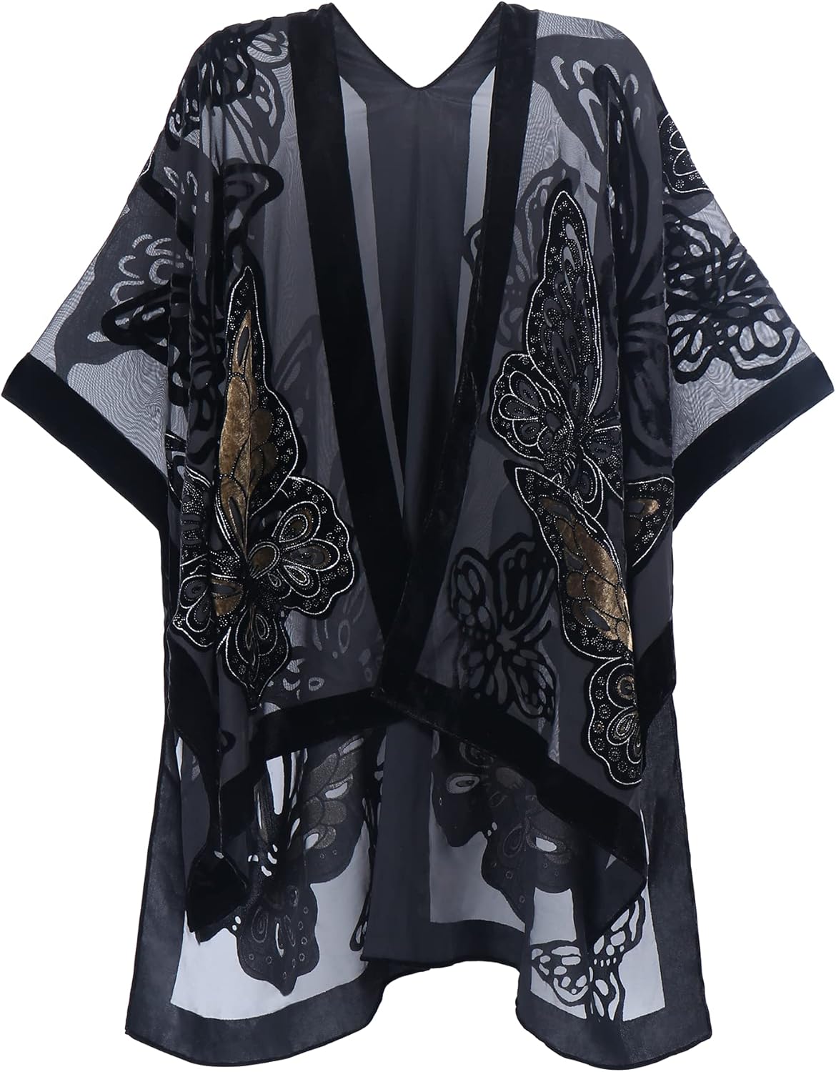 MJ SERECA Women's Burnout Velvet Kimono for Casual Outfits