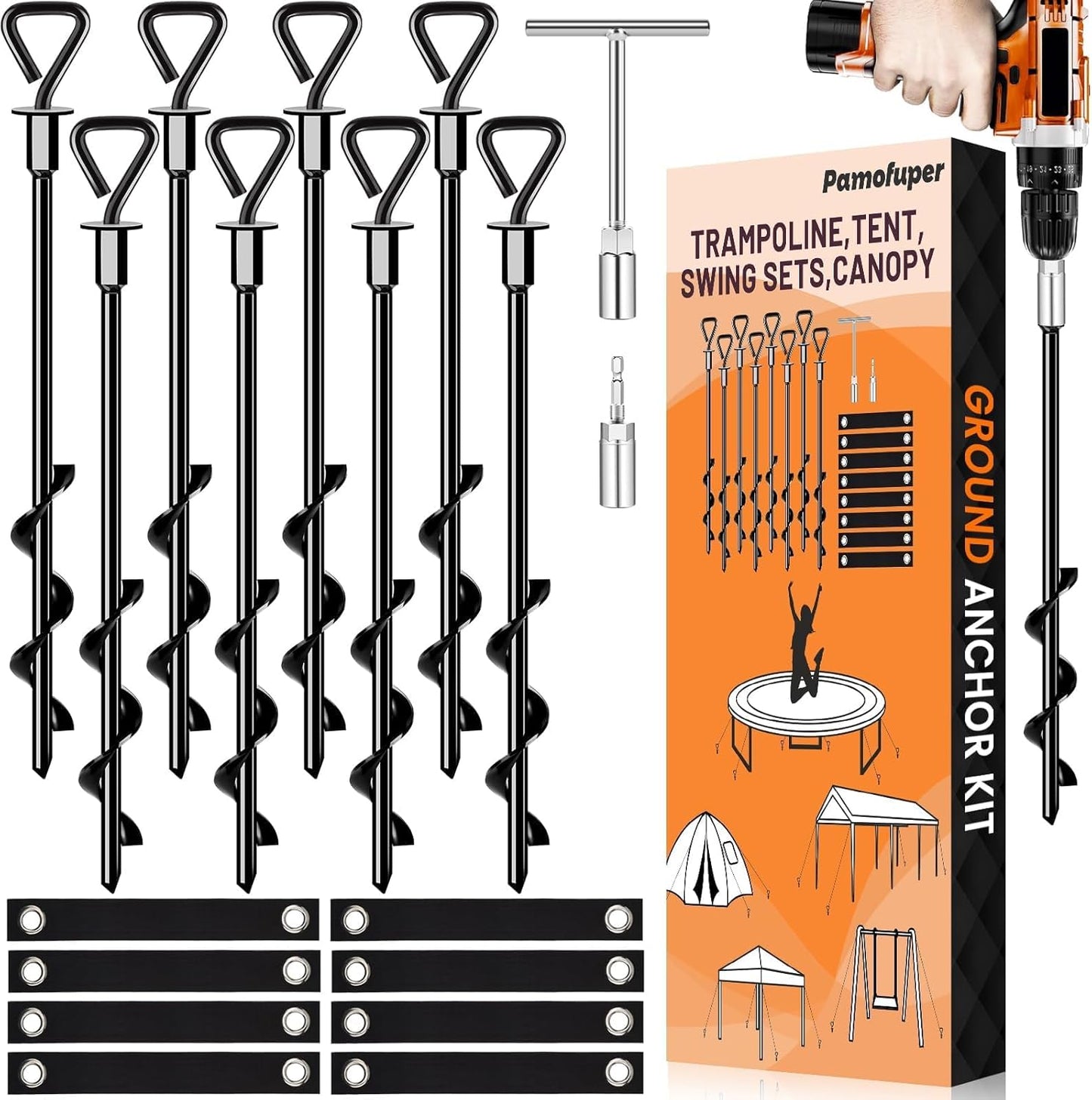 Trampoline Stakes Ground Anchors for High Winds and Stability