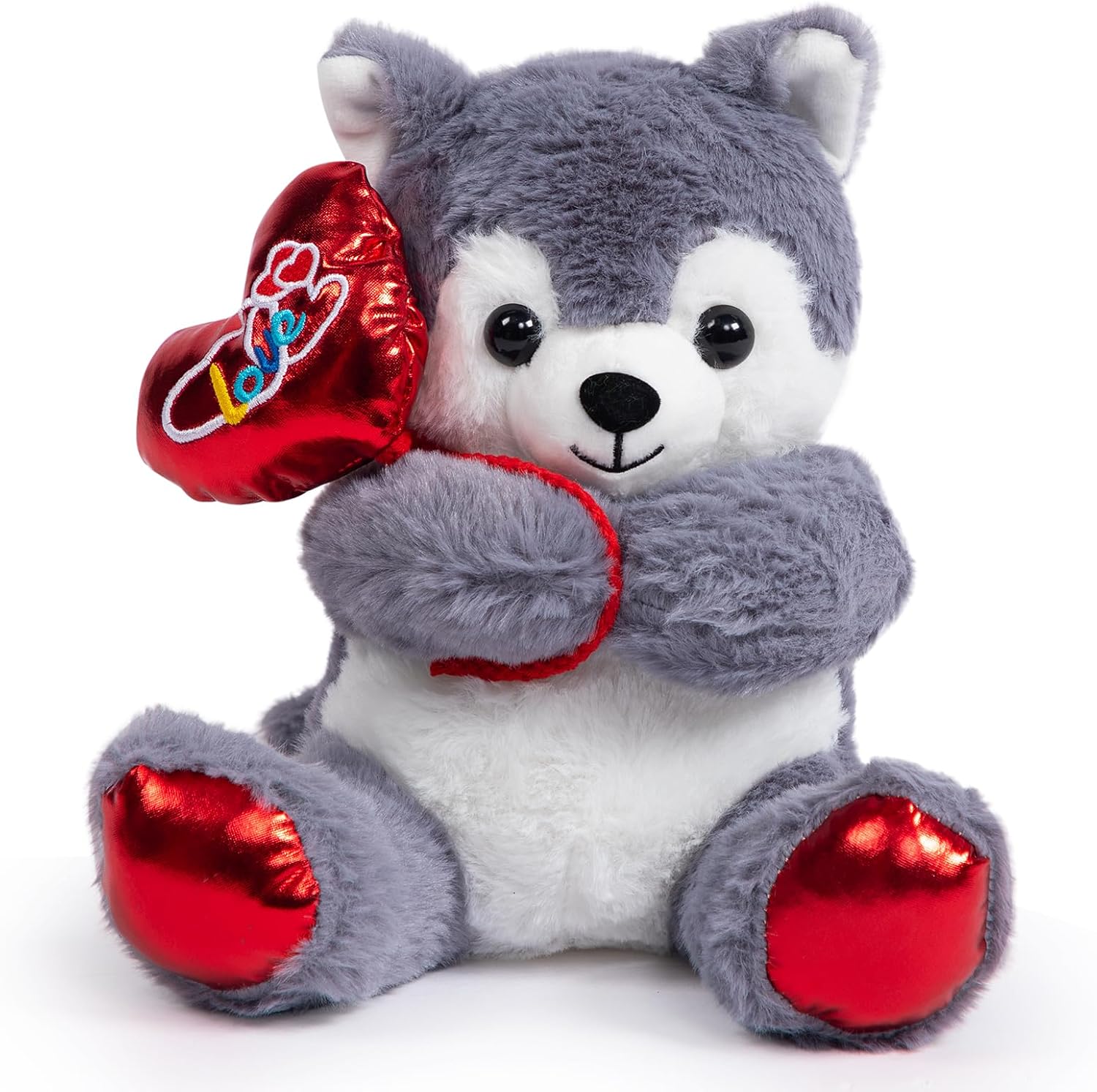 Husky Stuffed Animal with Love Balloon: Perfect Gift!