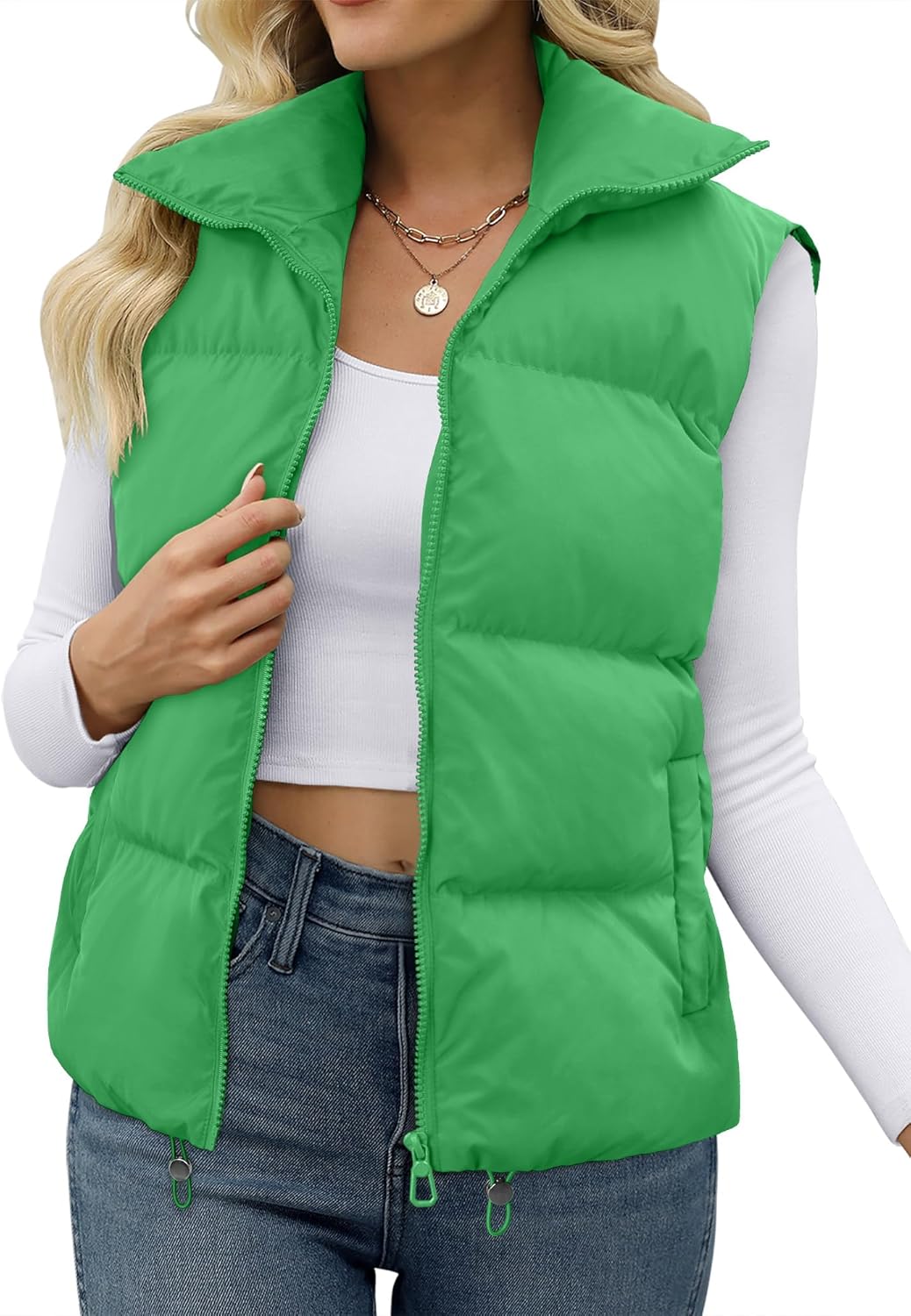 Women's Crop Puffer Vest Lightweight Sleeveless Jacket 2025