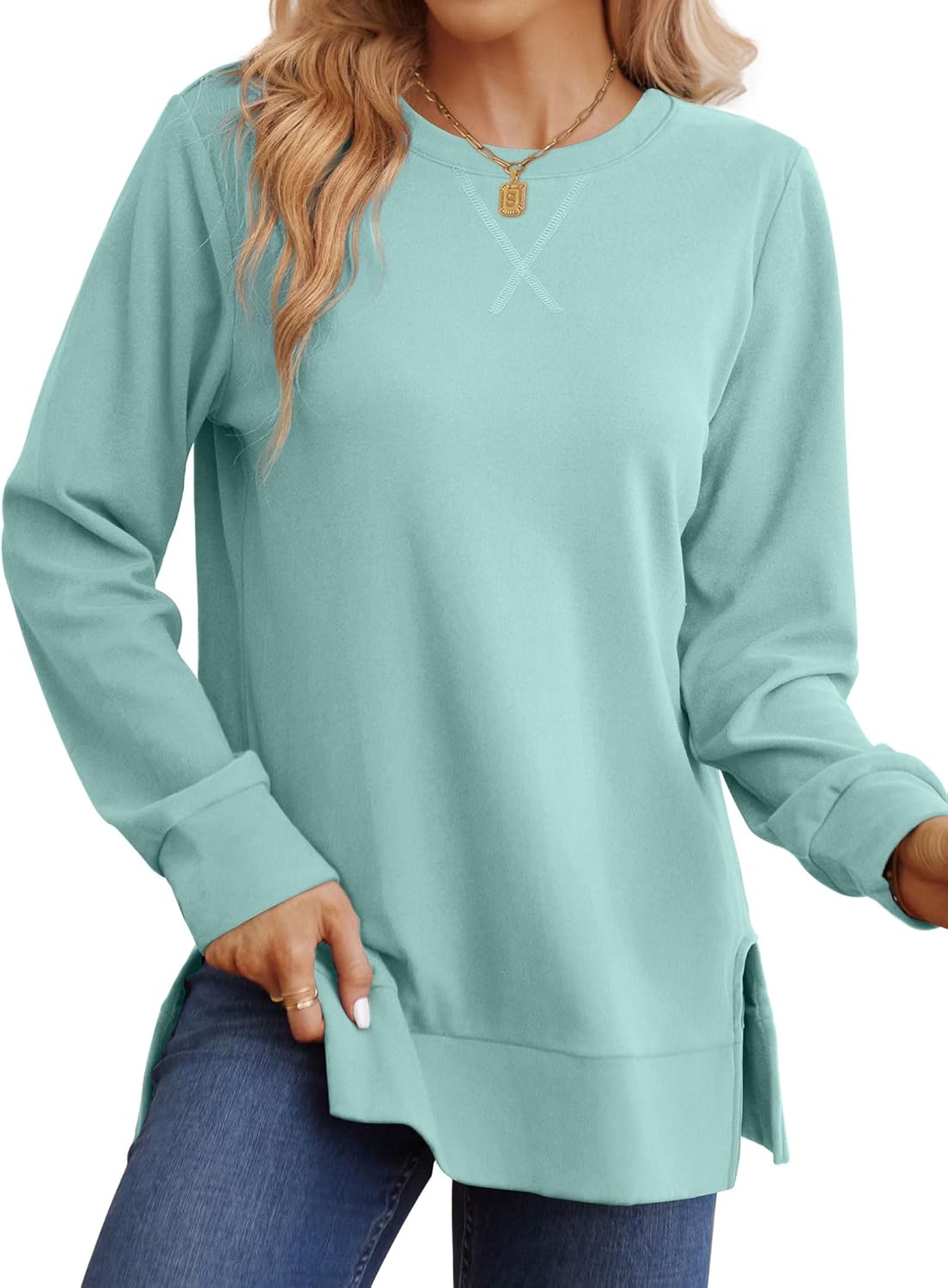 Saloogoe Split-Side Sweatshirt 2025 Women's Fashion
