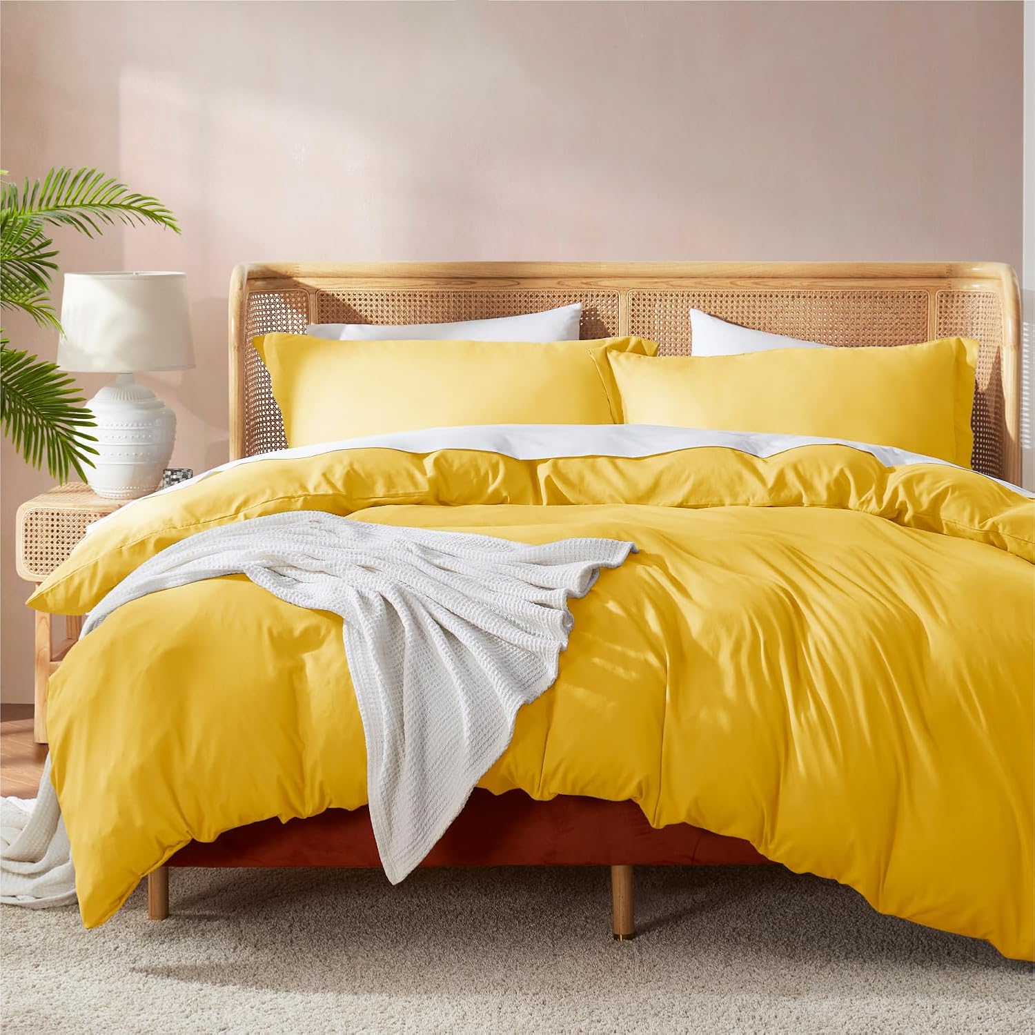 Nestl King Duvet Cover Set with Comforter Insert - Soft Yellow