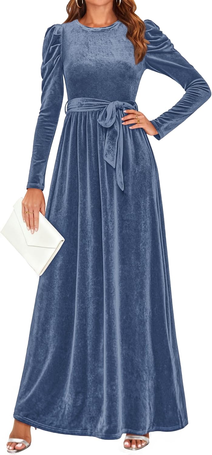 ZESICA Women's Velvet Maxi Dress for Elegant Fall Events