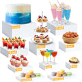 Buffet Risers 10PCS White Acrylic Cube Display Set - Tiered Dessert