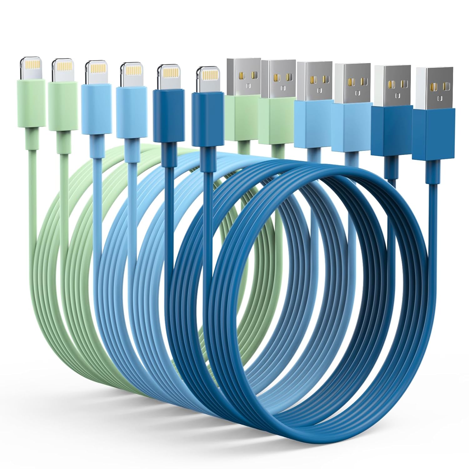 6Pack Apple MFi Certified Lightning Cables - Fast Charging