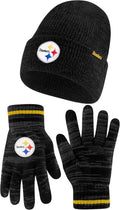 Ultra Game Youth NFL Super Soft Marl Knit Winter Beanie and Gloves
