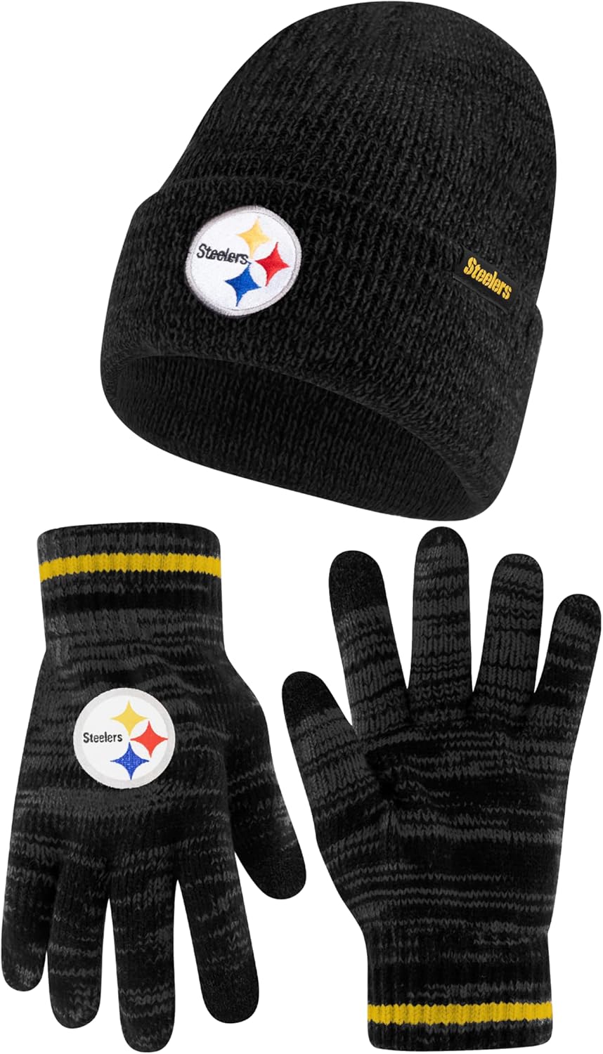 Ultra Game Youth NFL Official Super Soft Knit Beanie and Gloves