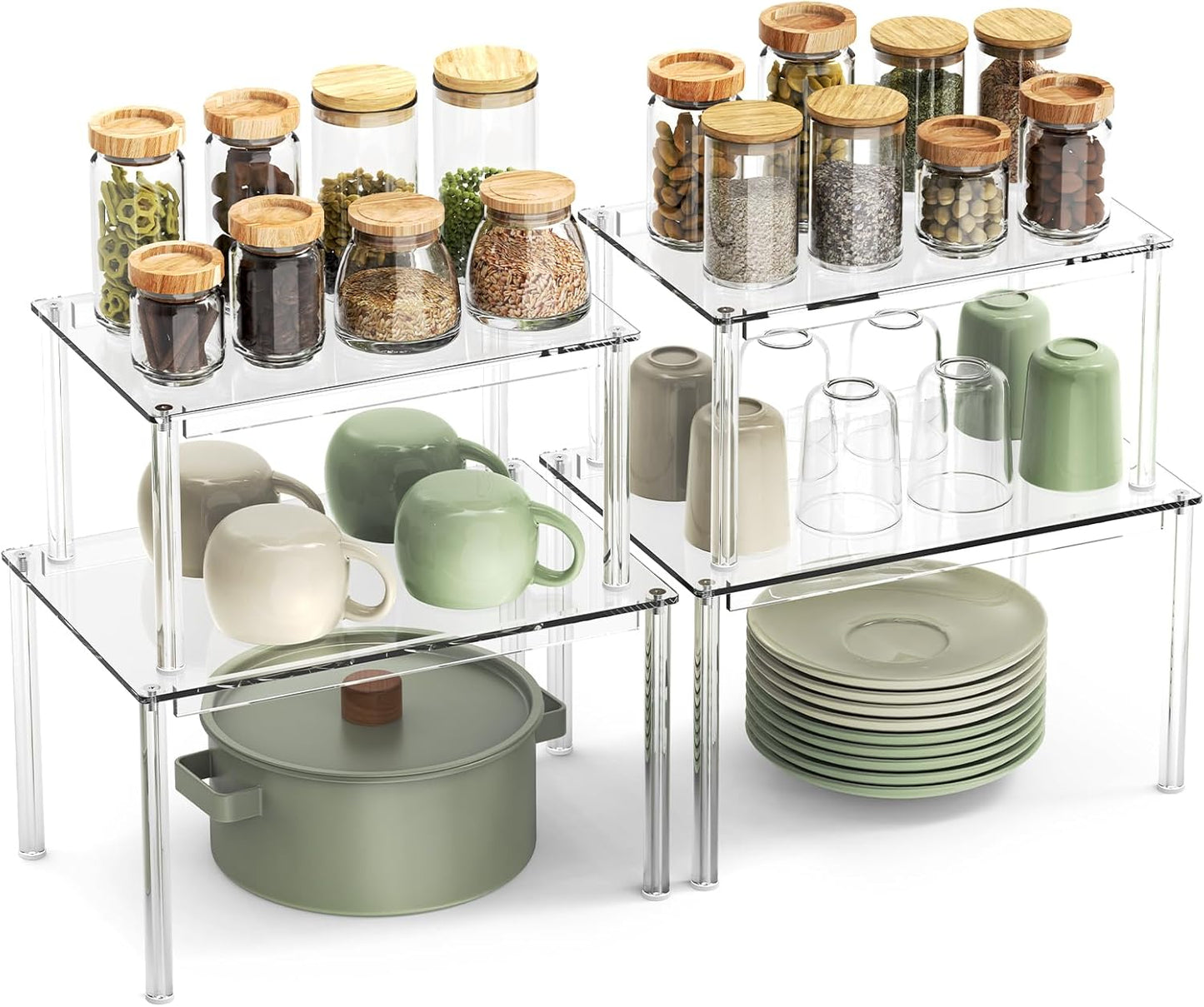4Pack Acrylic Cabinet Organizer for Kitchen and Home Essentials