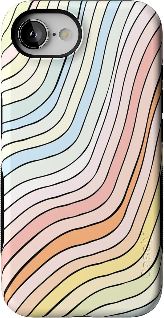 Casely iPhone 16e Case - Bold Protection with Pastel Rainbow Design