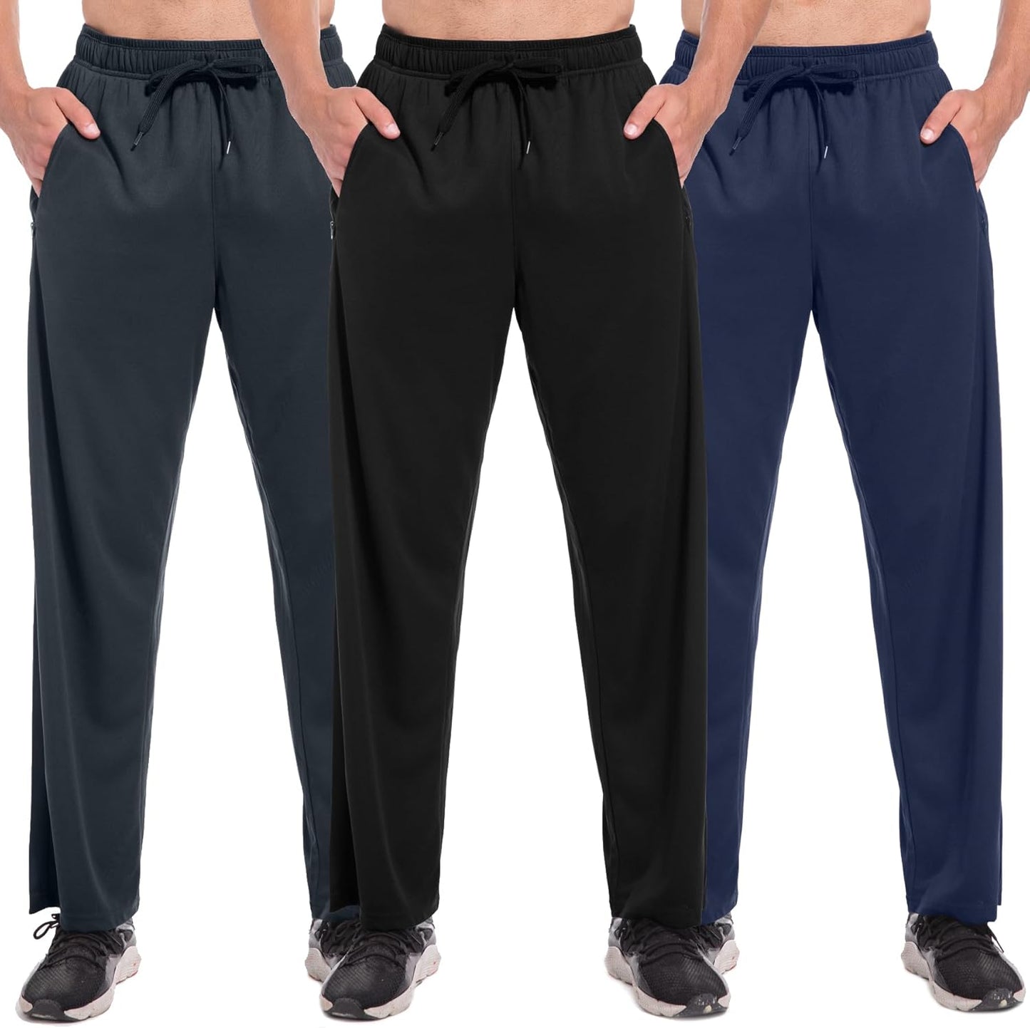 Mens Sweatpants with Zipper Pockets for Workout and Training