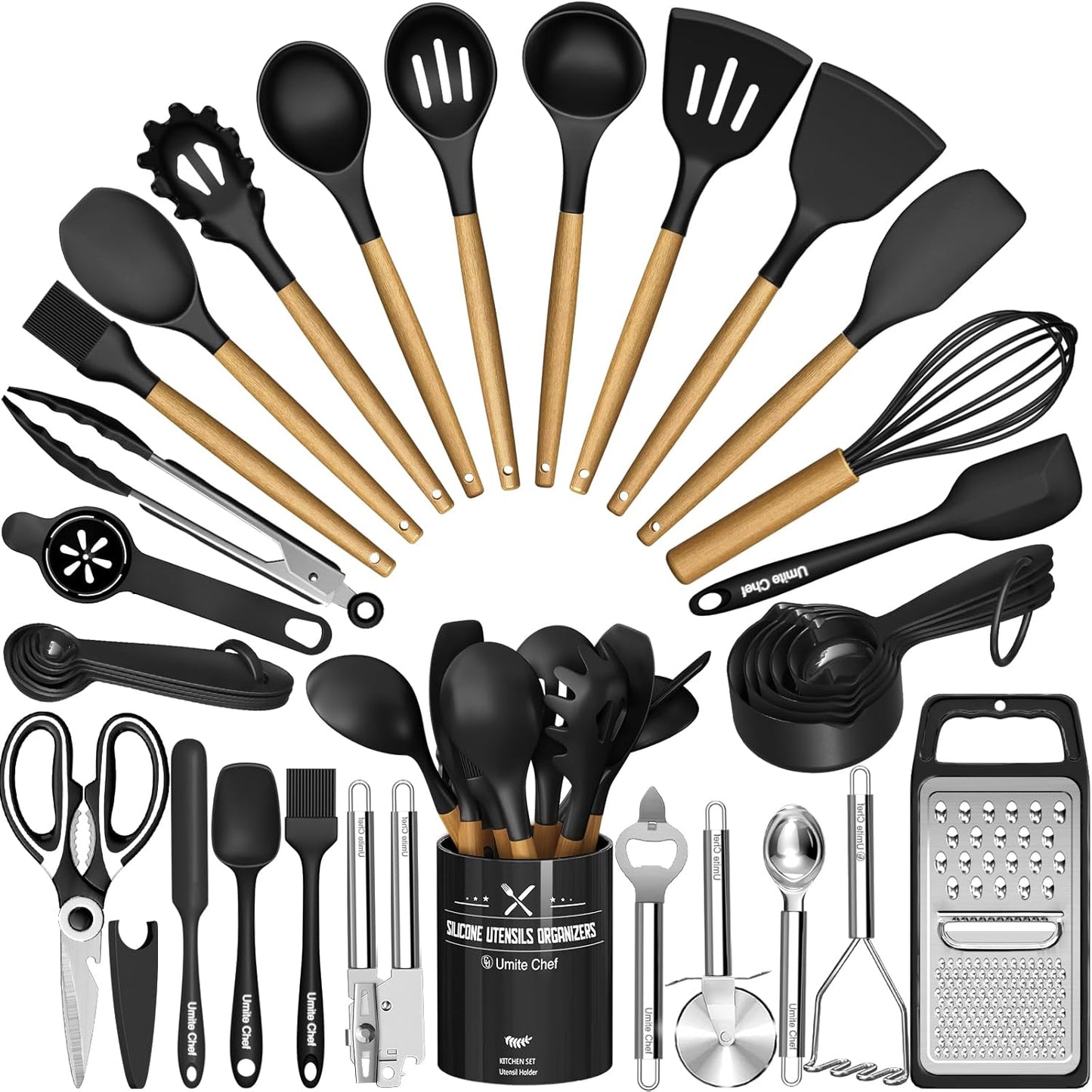 34PCS Silicone Cooking Utensils Set with Holder for Every Kitchen
