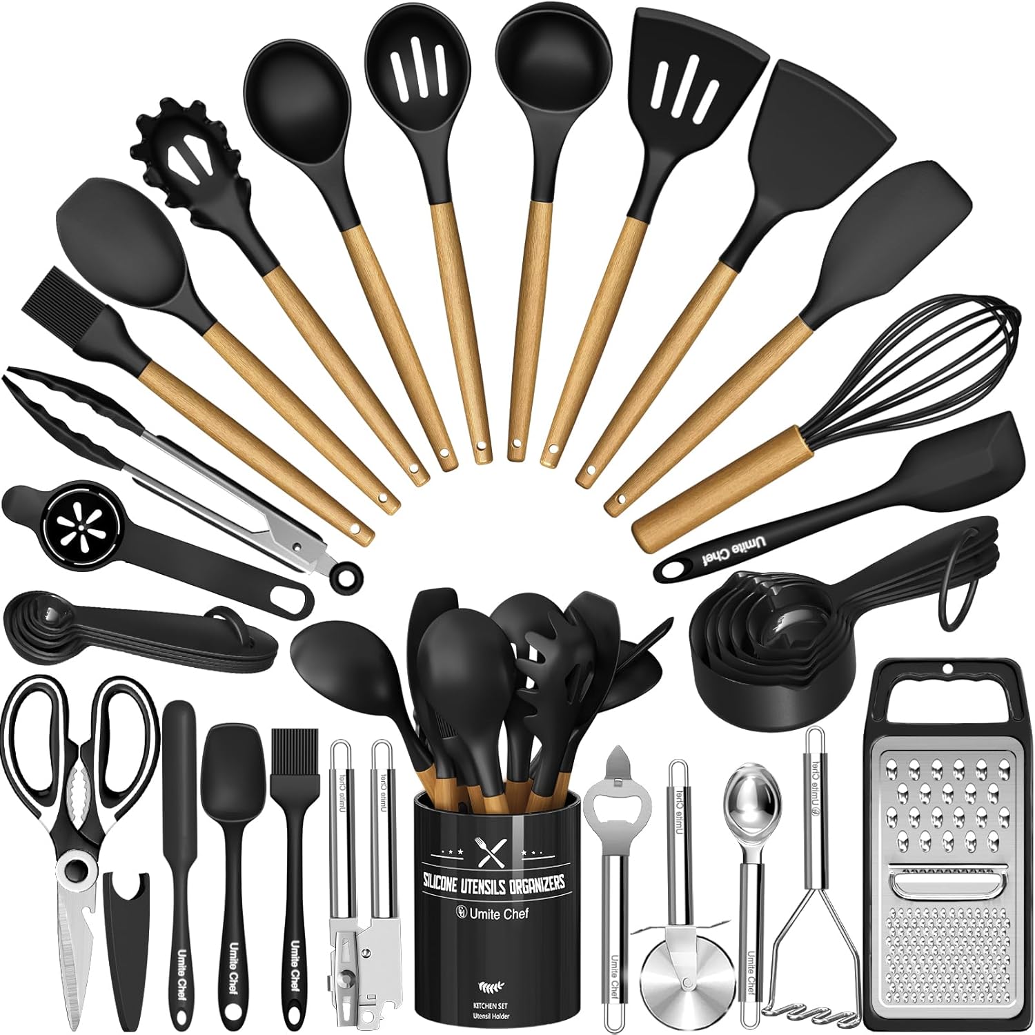 34PCS Silicone Cooking Utensils Set with Holder for Every Kitchen