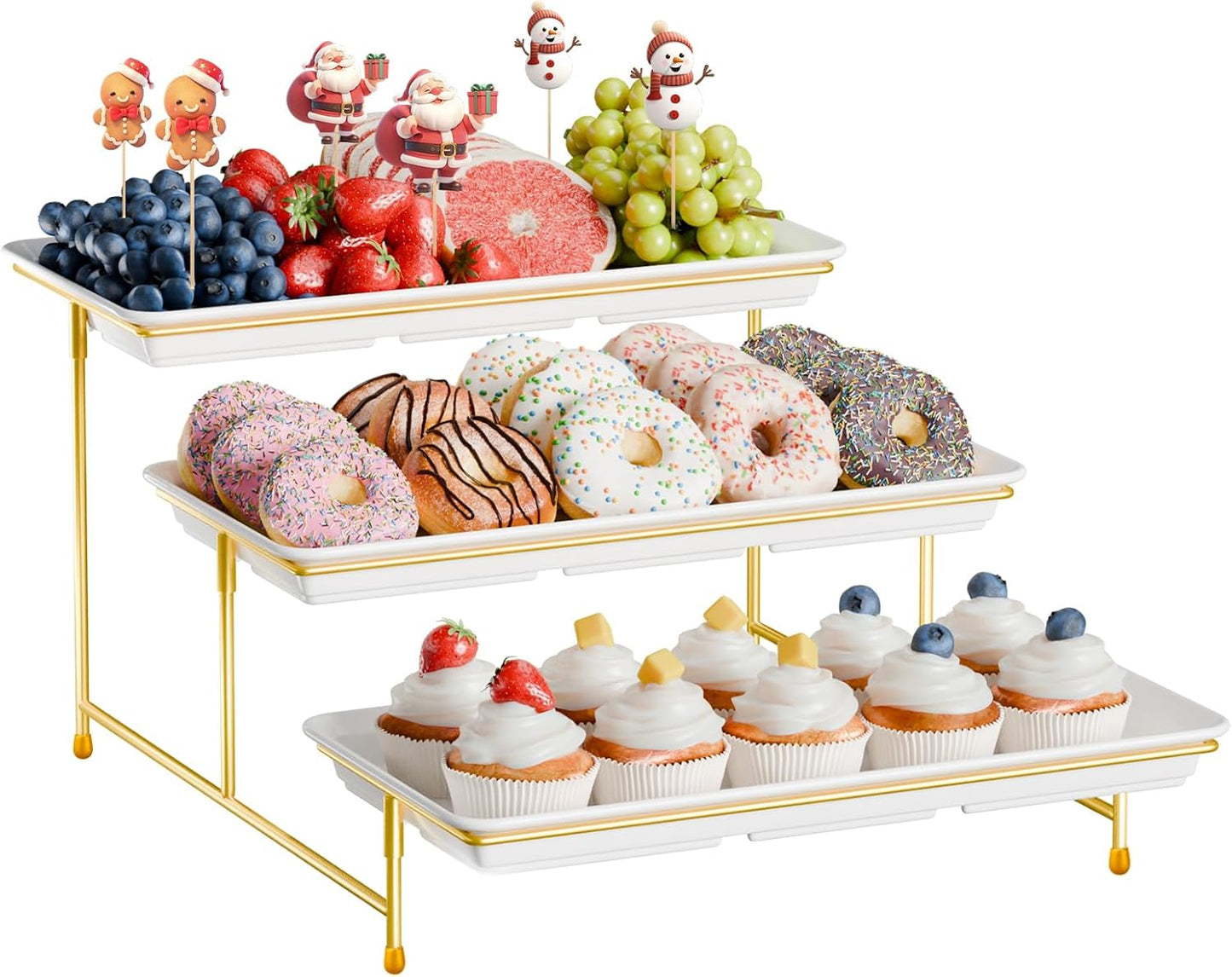 3-Tier Melamine Serving Tray Set for Elegant Food Display