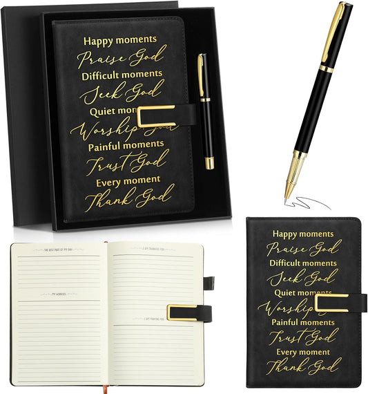 Christian Leather Journal Set - Inspiring Pastor Gifts