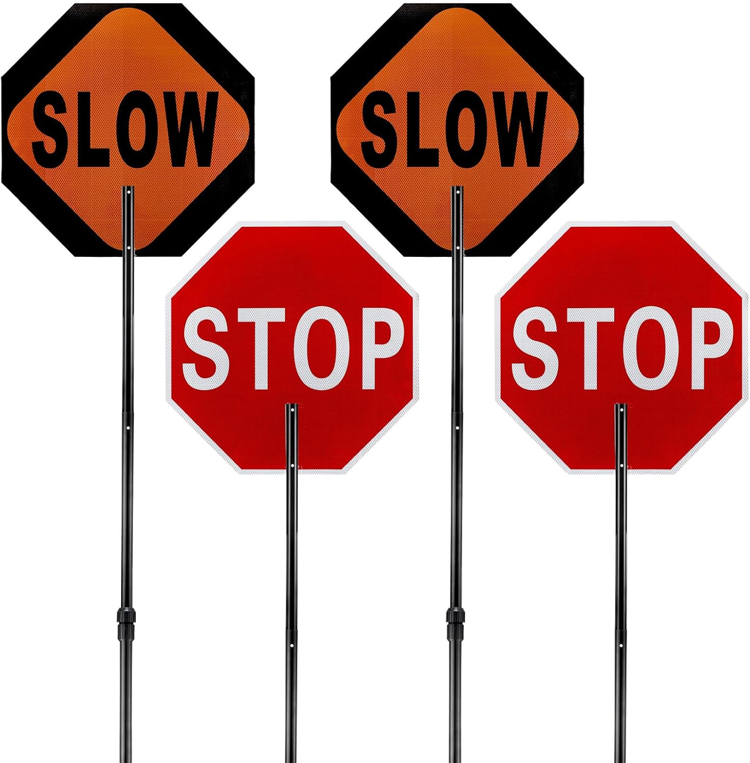 Kanayu 2 Pcs 18x18 Inch Reflective Stop Slow Paddle Signs