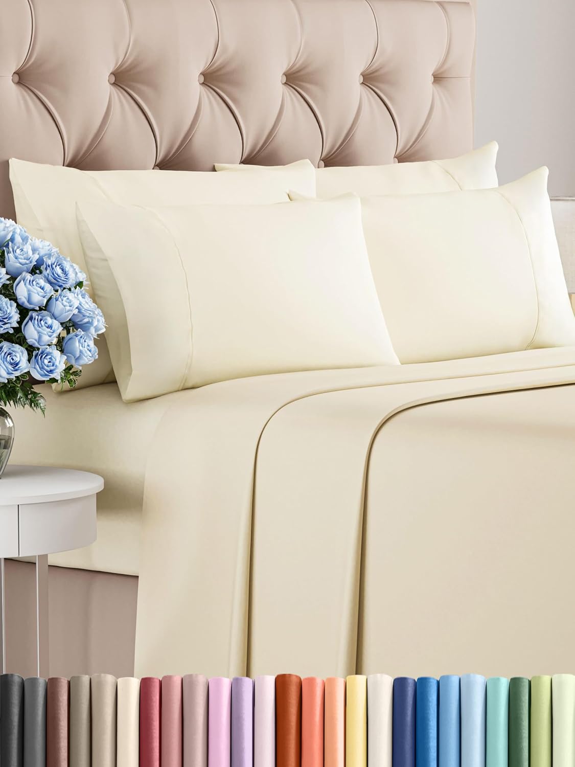 Queen 6 Piece Sheet Set - Ultra Soft Cooling Sheets for Sleepers