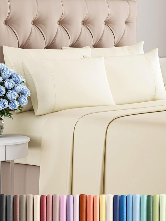 Queen 6 Piece Sheet Set - Ultra Soft Cooling Sheets for Sleepers