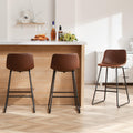 HeuGah 26 in Counter Height Bar Stools Set of 3 - Ergonomic Brown