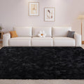 FinRec 5x7 ft Black Fluffy Shaggy Area Rug - Soft Plush Comfort