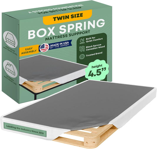 Greaton Twin Box Spring - 4.5-Inch Wood Foundation for Comfort