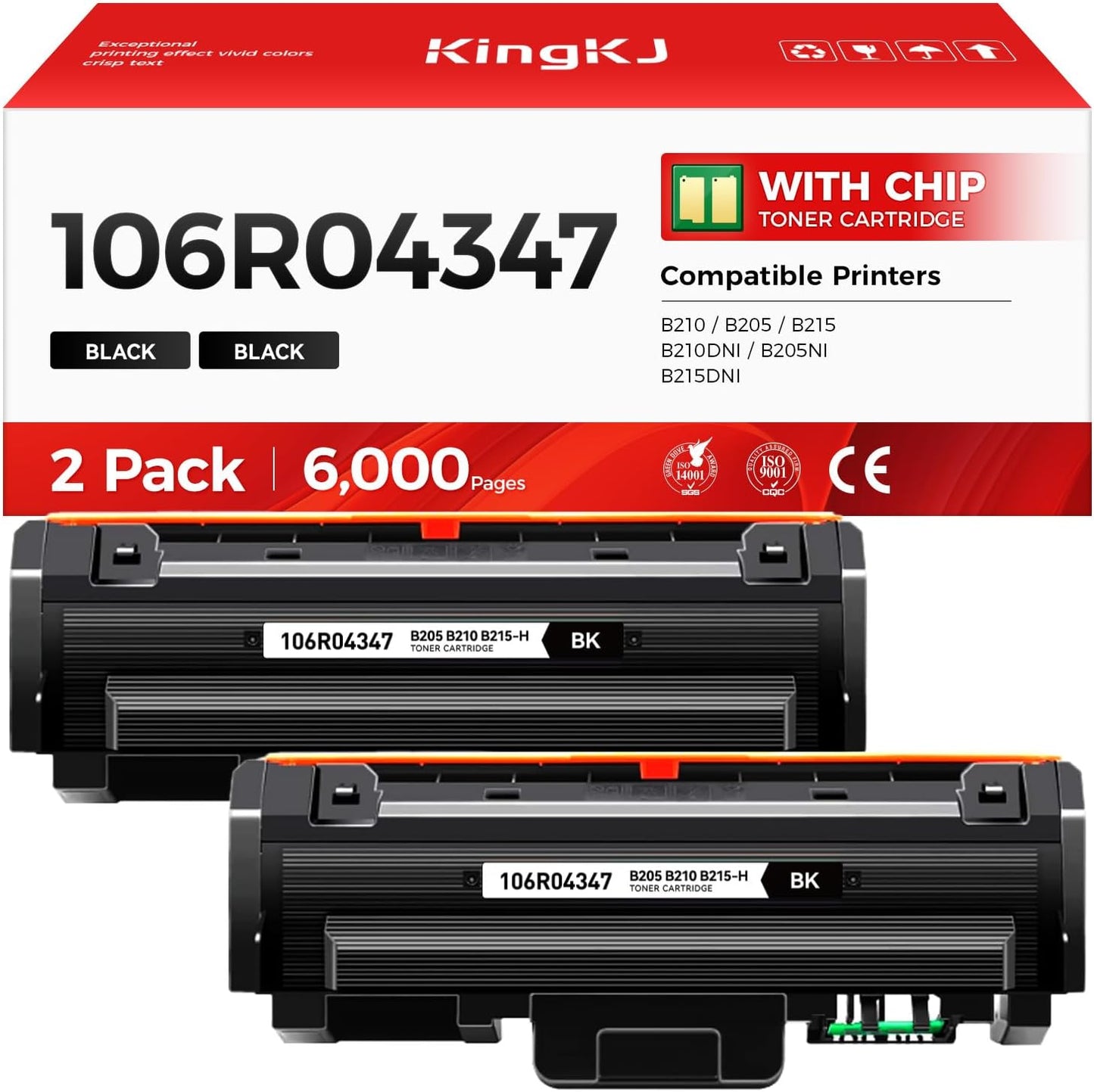 High-Yield Black Toner Cartridge 2-Pack for Xerox Printers