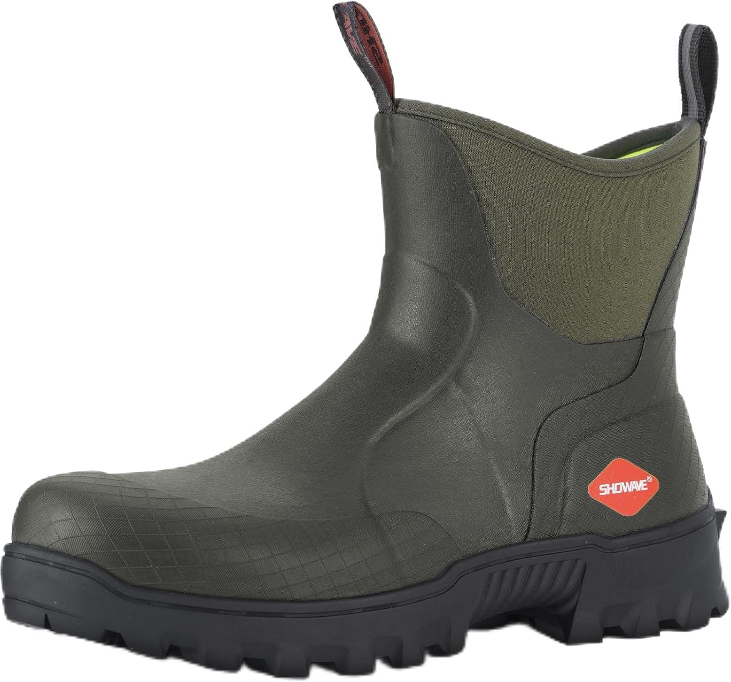 Showave Men's Short Rubber Boots Waterproof Rain Boots for Work