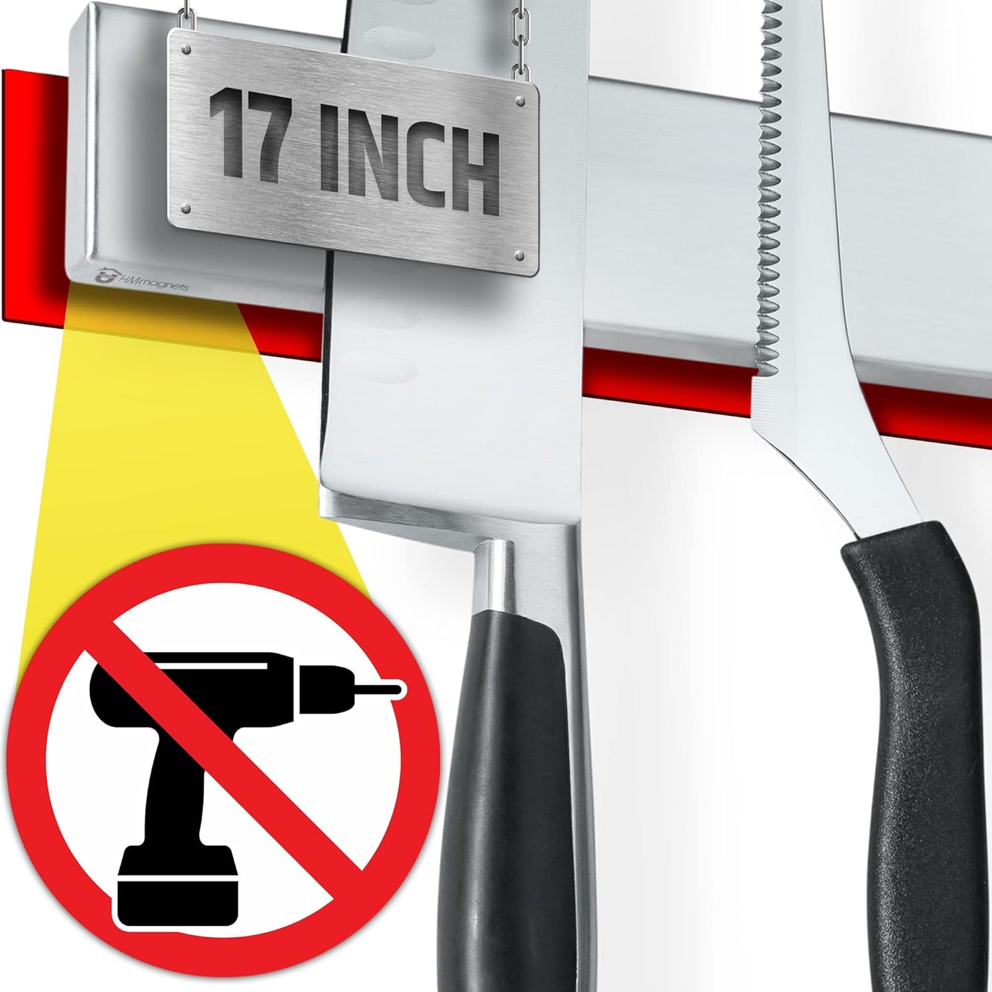 Strong Adhesive Magnetic Knife Holder for Wall - 17 Inch Strip