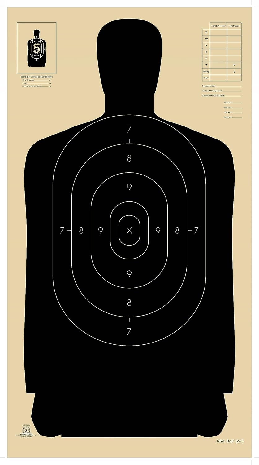 Official B-27 NRA Police Silhouette Shooting Target for Pistol