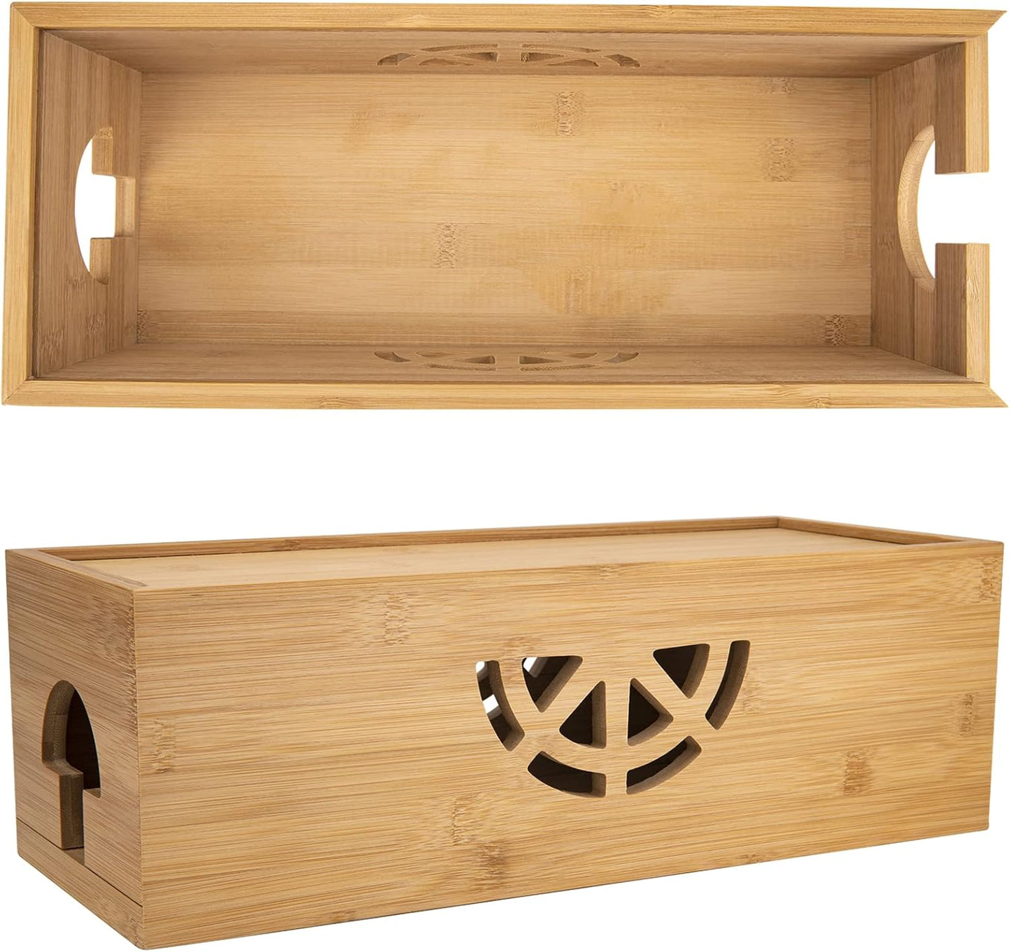 Bamboo Cable Management Box: Declutter & Organize Wires