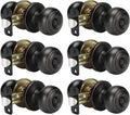 Oil Rubbed Bronze Door Knobs 6 Pack - Privacy Interior Round Knobs