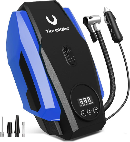 Powools Portable Tire Inflator - Quick Inflation with Auto Shutoff