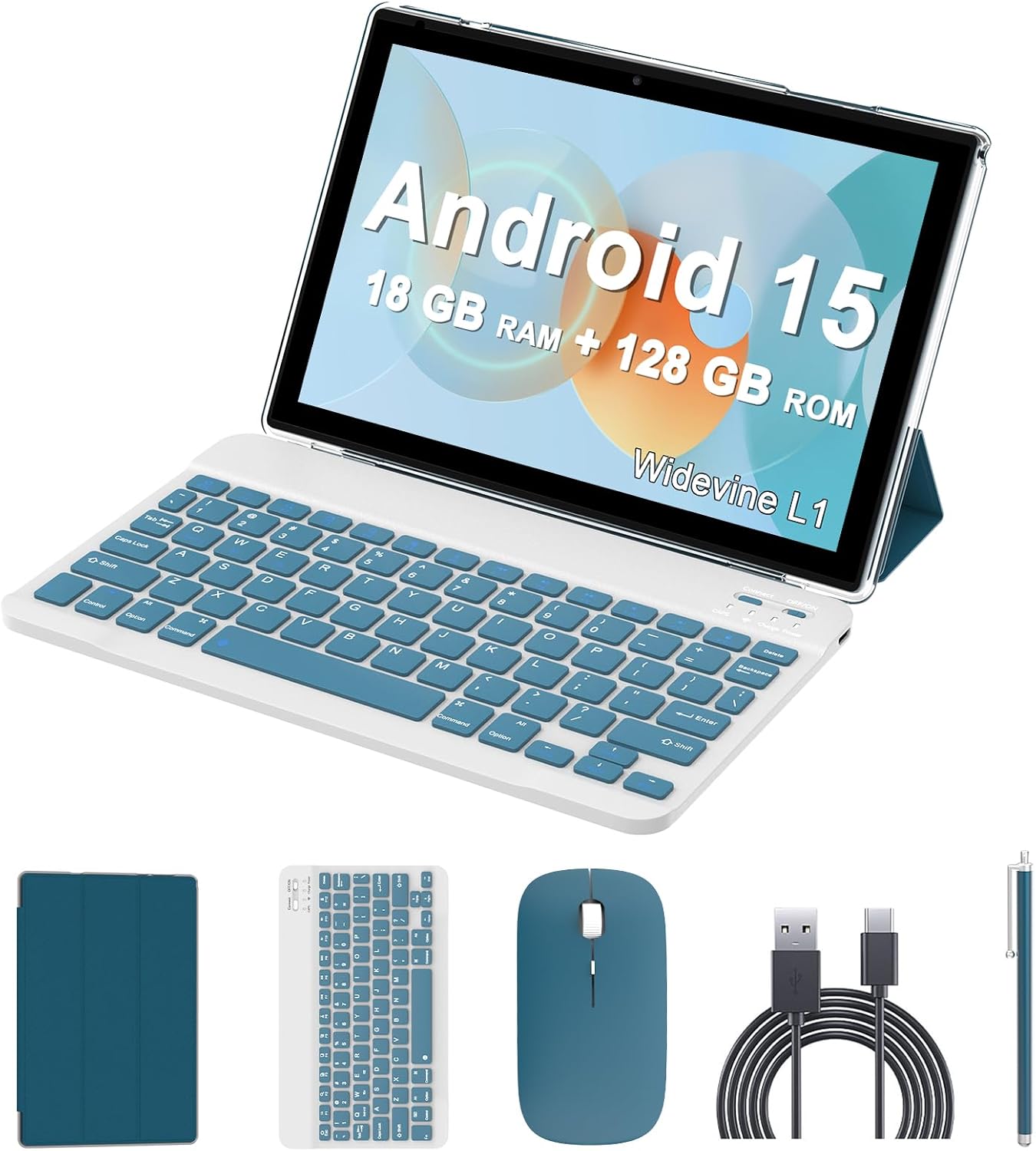 Android 15 Tablet with Keyboard: 10 inch, 18GB RAM, 128GB ROM