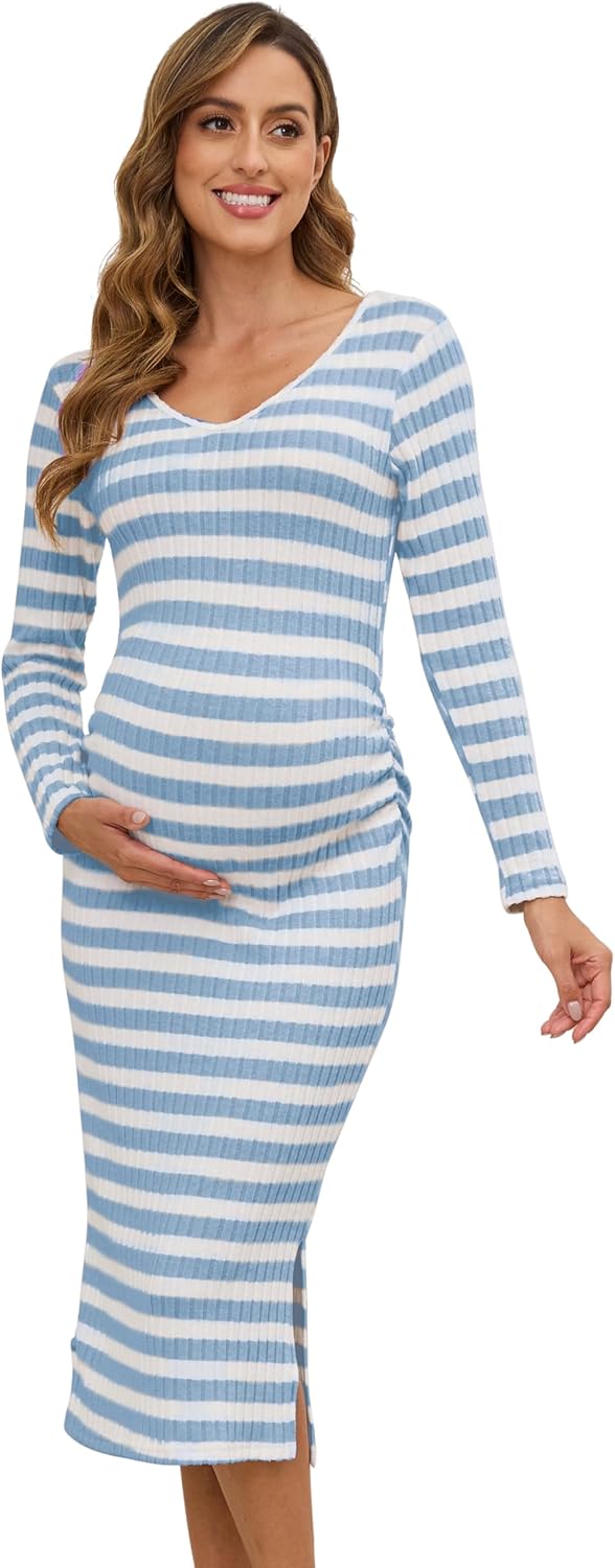 Long Sleeve Maternity Sweater Dress for Fall Winter Events