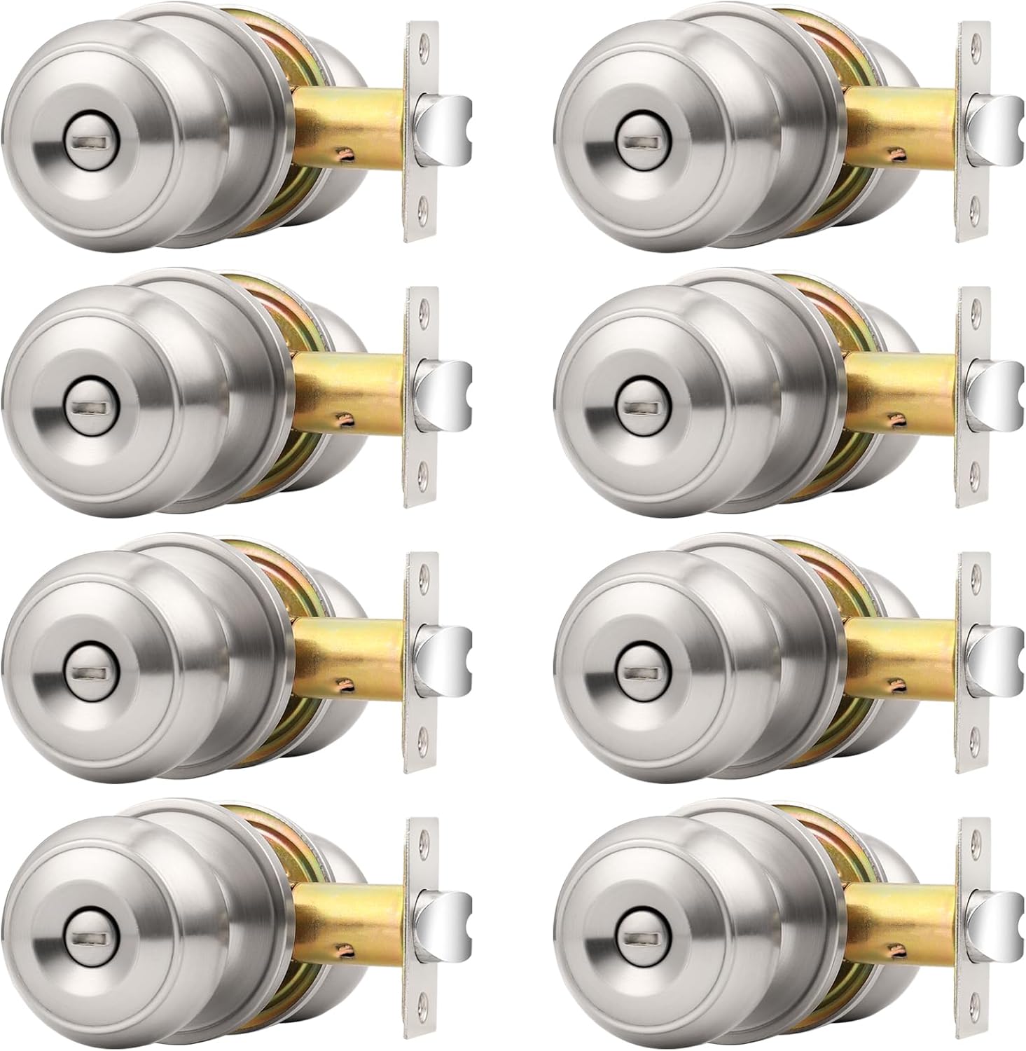 Probrico Brushed Nickel Interior Door Knobs for Privacy Use