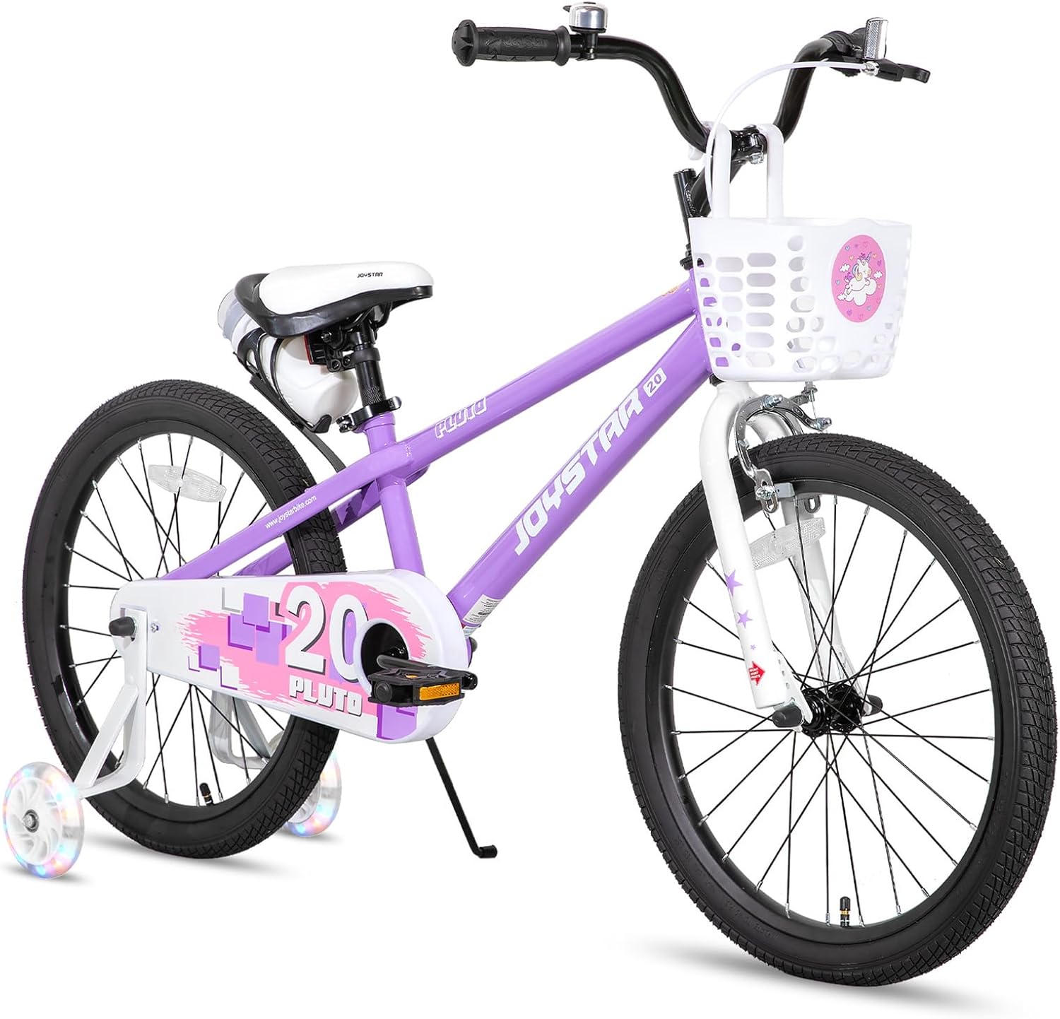 JOYSTAR Pluto Kids Bike with Light Up Training Wheels for Ages 3-12